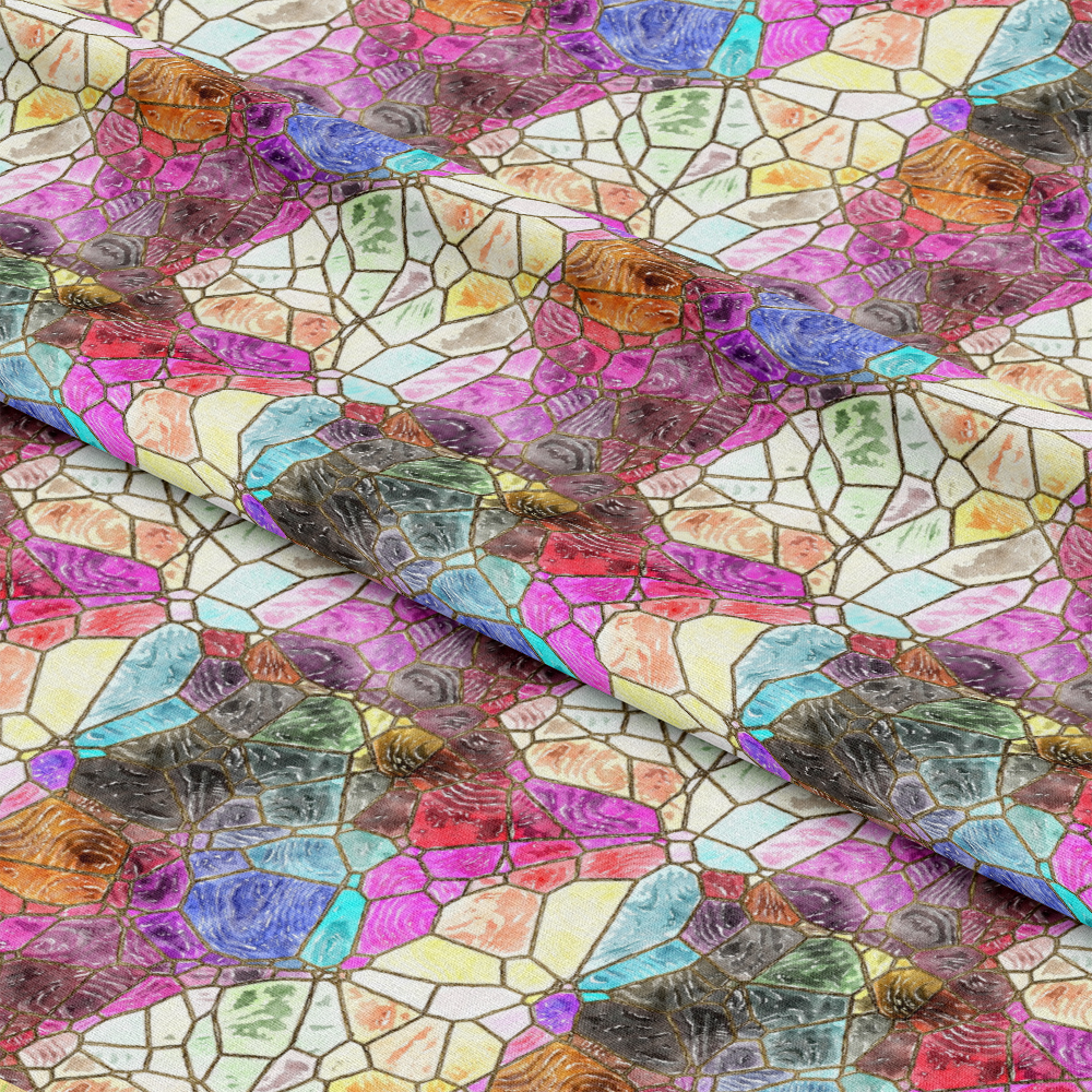 Watercolor Stained Glass Pattern 15 Quilting Cotton Fabric
