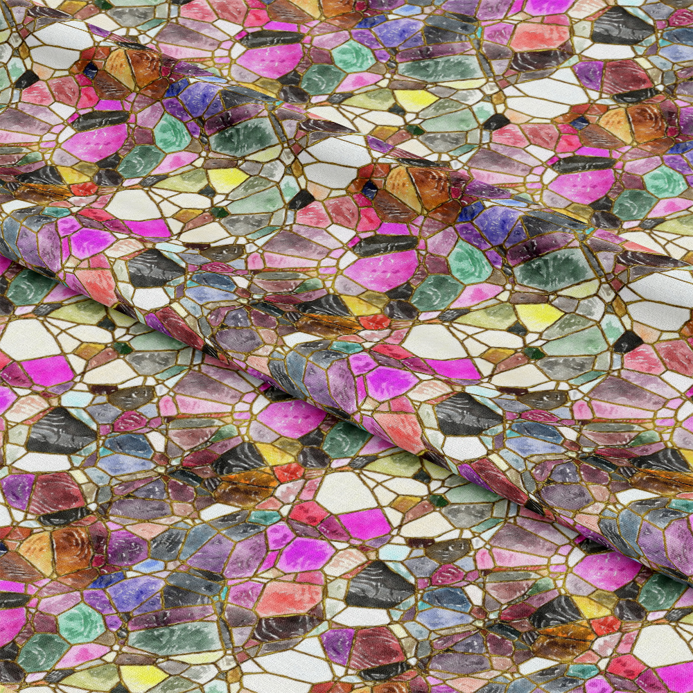 Watercolor Stained Glass Pattern 16 Quilting Cotton Fabric