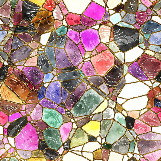 Watercolor Stained Glass Pattern 16 Quilting Cotton Fabric