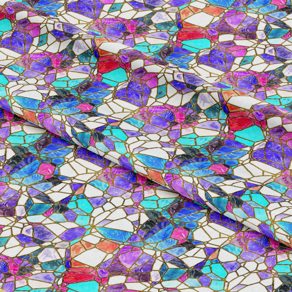 Watercolor Stained Glass Pattern 17 Quilting Cotton Fabric
