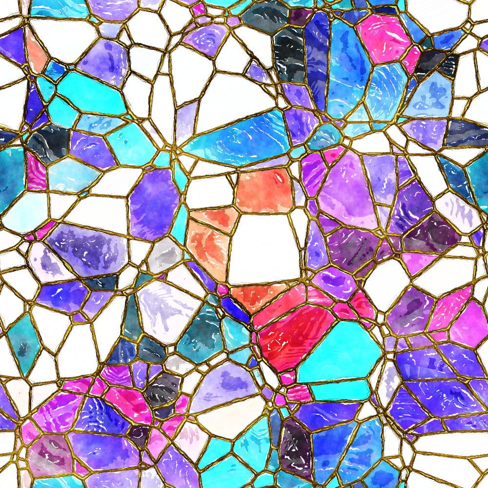 Watercolor Stained Glass Pattern 17 Quilting Cotton Fabric