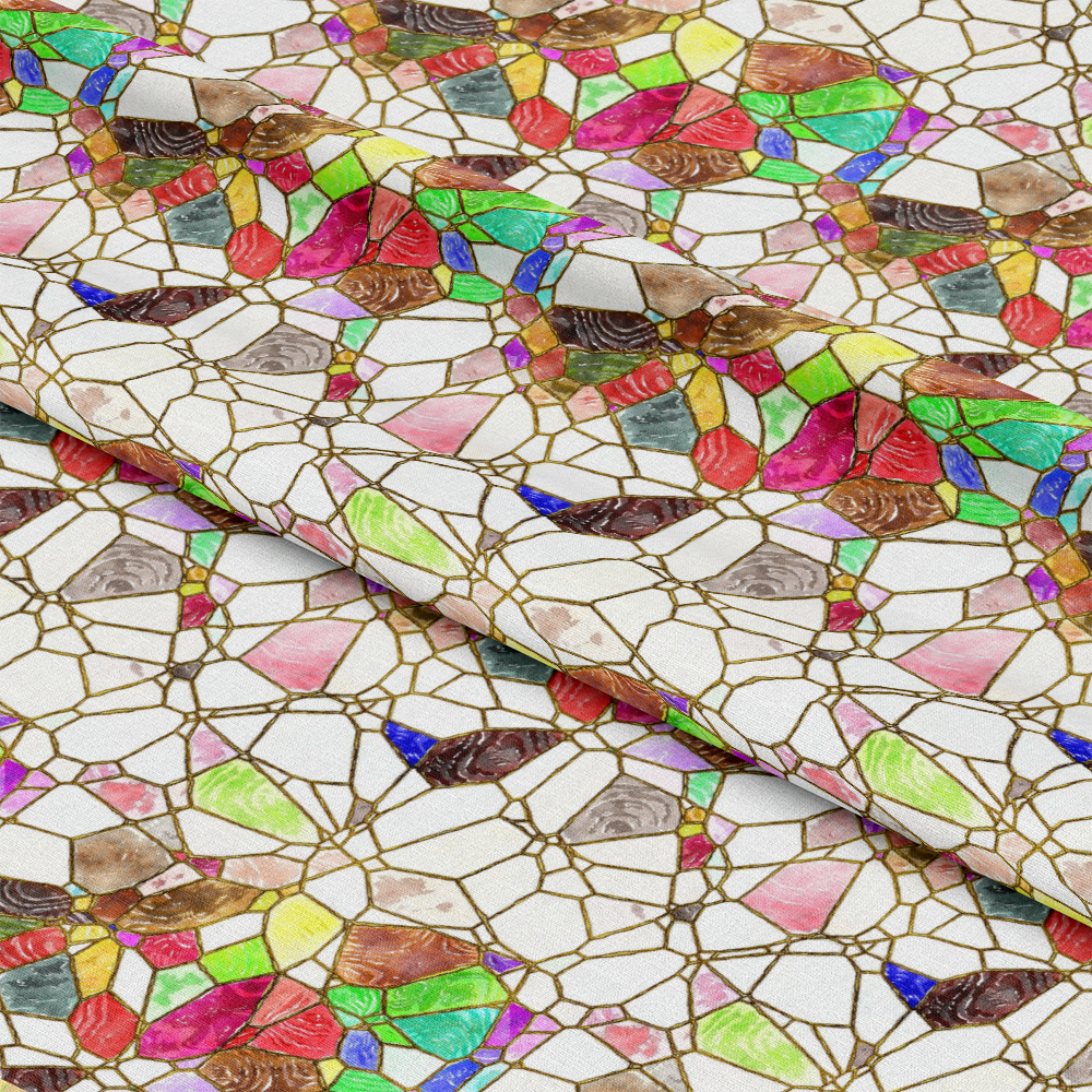 Watercolor Stained Glass Pattern 18 Quilting Cotton Fabric