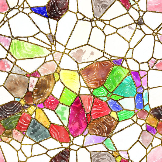 Watercolor Stained Glass Pattern 18 Quilting Cotton Fabric