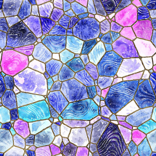 Watercolor Stained Glass Pattern 1 Quilting Cotton Fabric