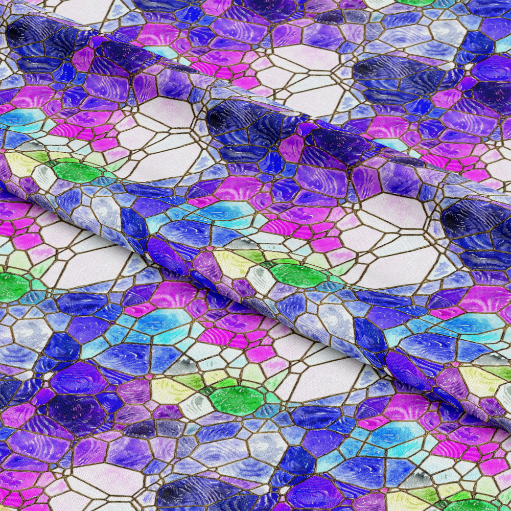 Watercolor Stained Glass Pattern 2 Quilting Cotton Fabric