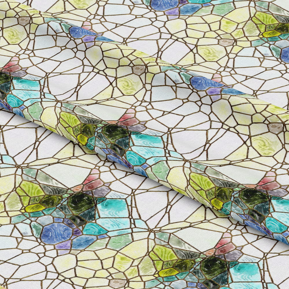 Watercolor Stained Glass Pattern 3 Quilting Cotton Fabric