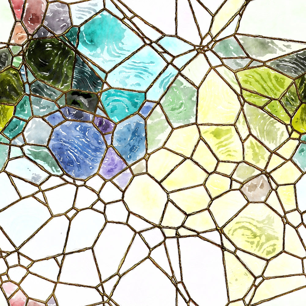 Watercolor Stained Glass Pattern 3 Quilting Cotton Fabric