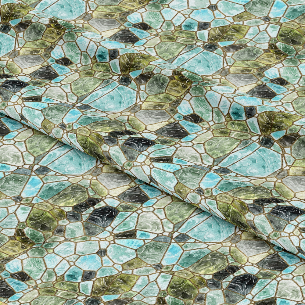 Watercolor Stained Glass Pattern 5 Quilting Cotton Fabric