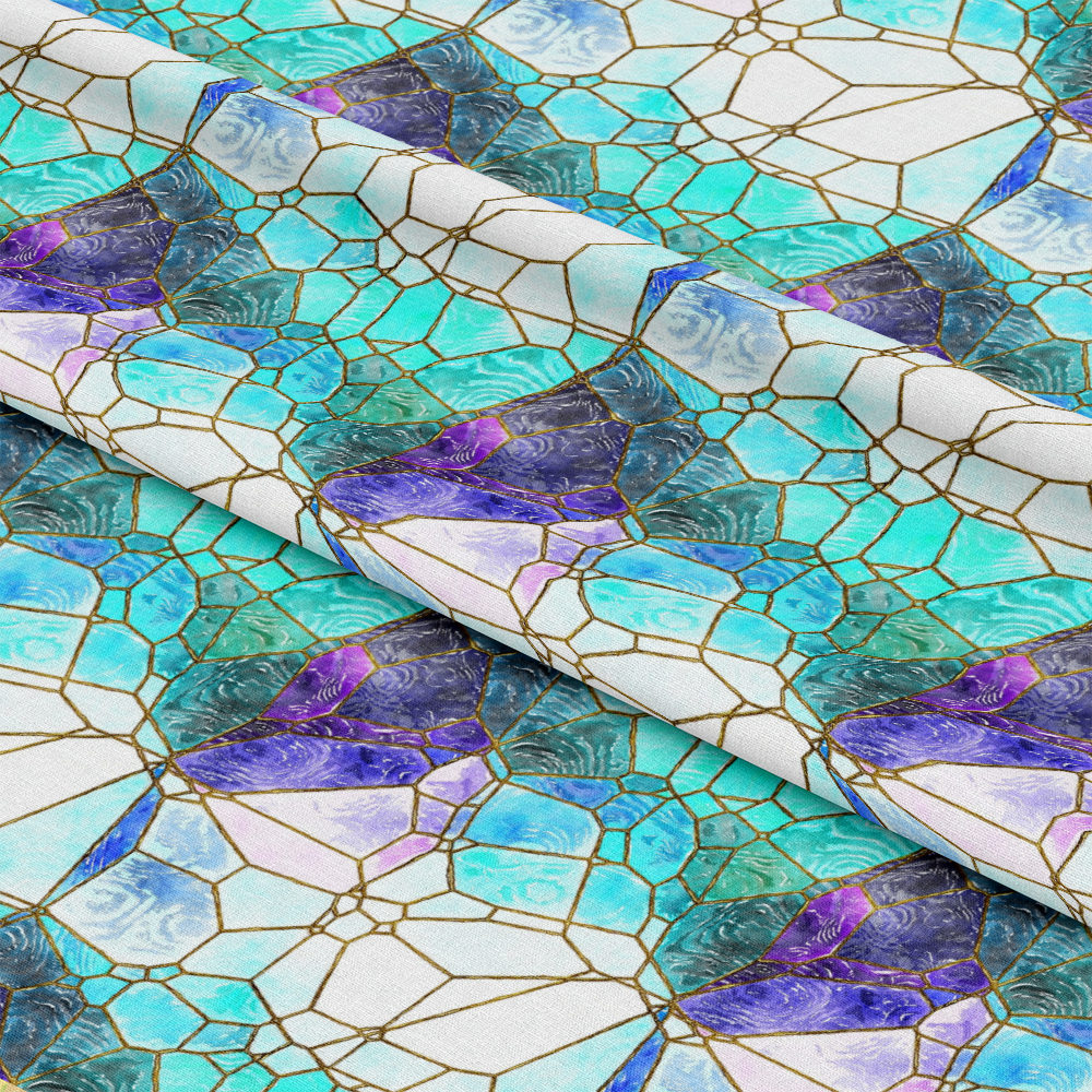 Watercolor Stained Glass Pattern 6 Quilting Cotton Fabric