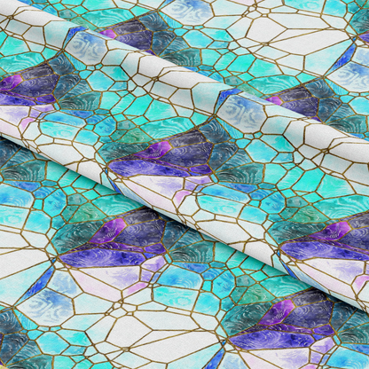Watercolor Stained Glass Pattern 6 Quilting Cotton Fabric