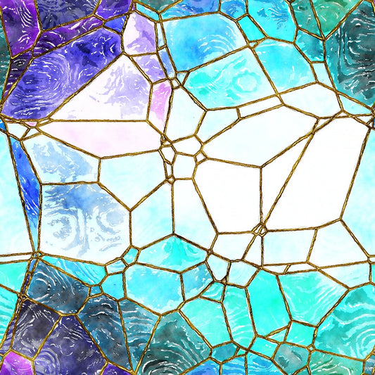 Watercolor Stained Glass Pattern 6 Quilting Cotton Fabric