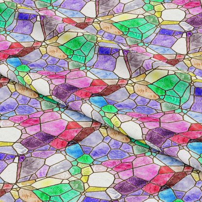 Watercolor Stained Glass Pattern 7 Quilting Cotton Fabric
