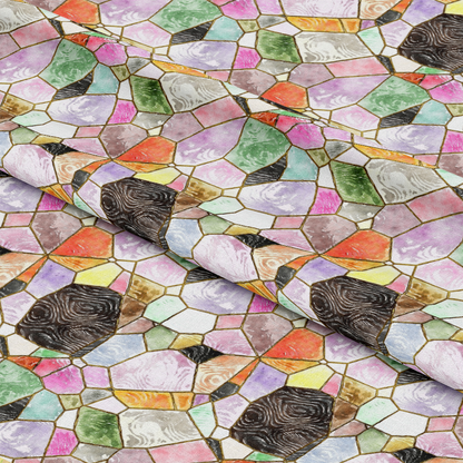 Watercolor Stained Glass Pattern 8 Quilting Cotton Fabric