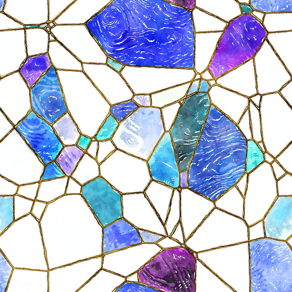 Watercolor Stained Glass Pattern 9 Quilting Cotton Fabric