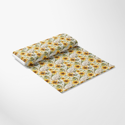 Watercolor Swan Sunflowers Pattern 4 Quilting Cotton Fabric