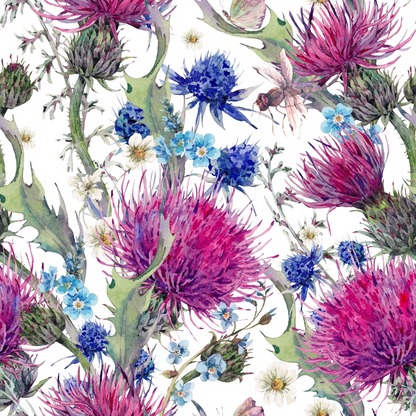 Watercolor Wild Flowers Pattern Minky Fabric