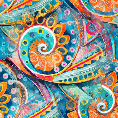 Watercolor Boho Patterns Pattern 2 Quilting Cotton Fabric