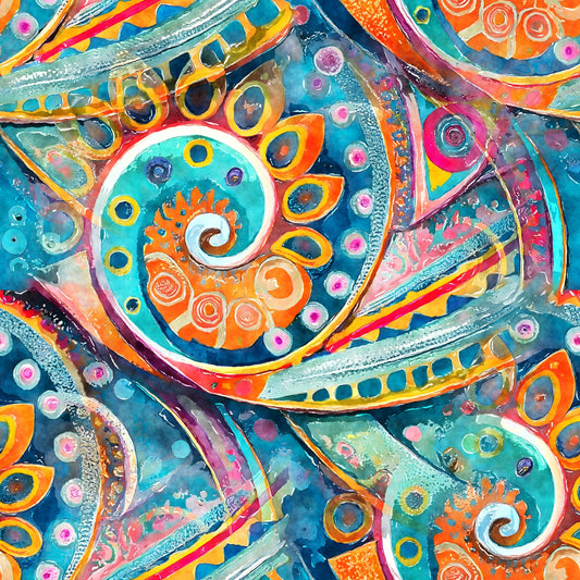Watercolor Boho Patterns Pattern 2 Quilting Cotton Fabric