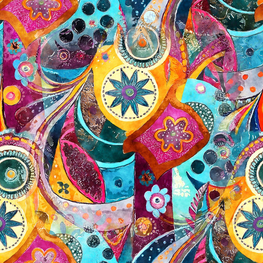 Watercolor Boho Patterns Pattern 4 Quilting Cotton Fabric