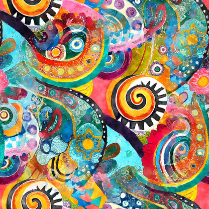 Watercolor Boho Patterns Pattern 7 Quilting Cotton Fabric