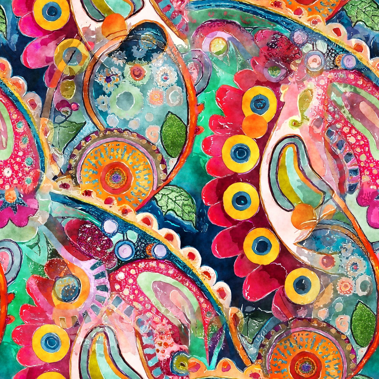 Watercolor Boho Patterns Pattern 8 Quilting Cotton Fabric