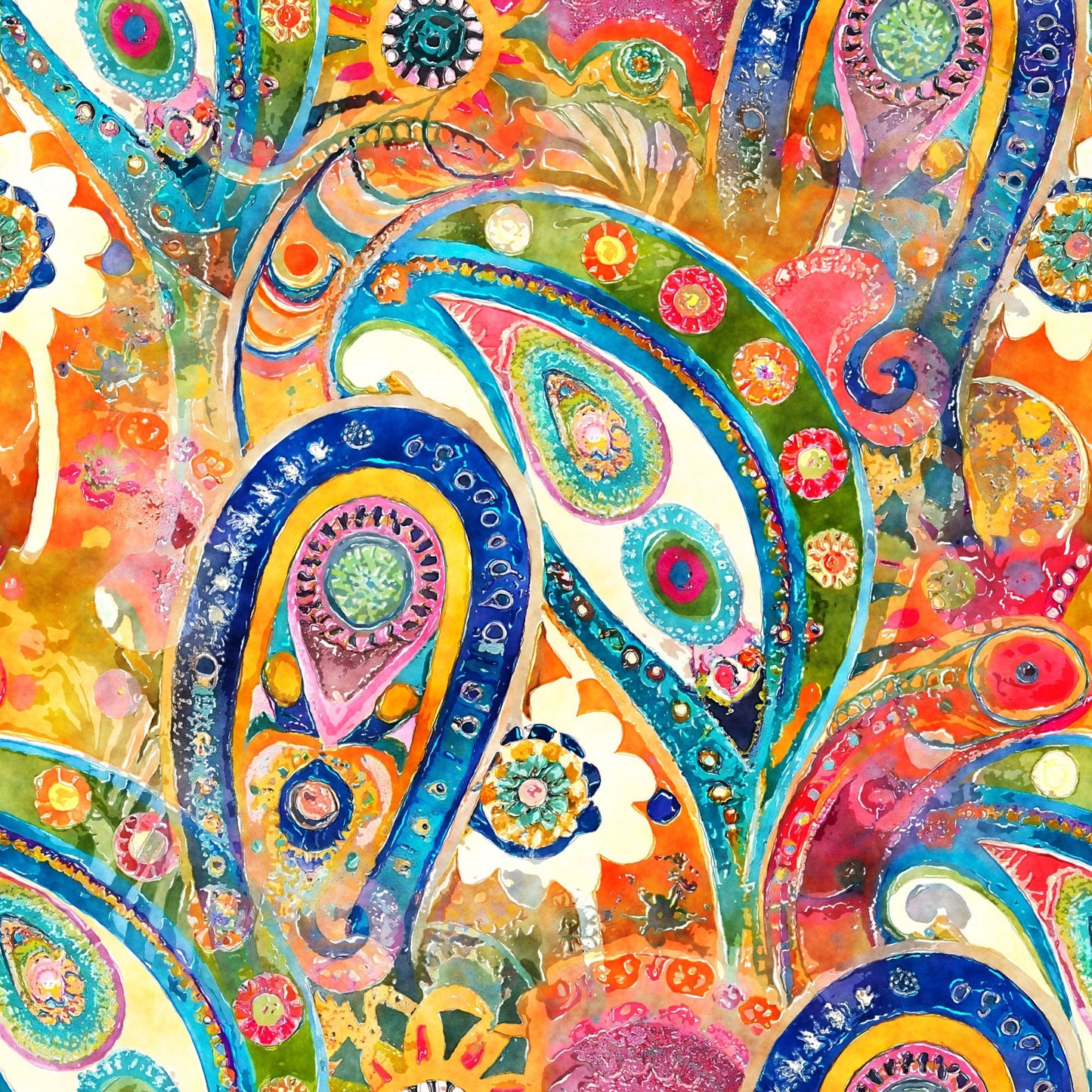 Watercolor Boho Patterns Pattern 9 Quilting Cotton Fabric