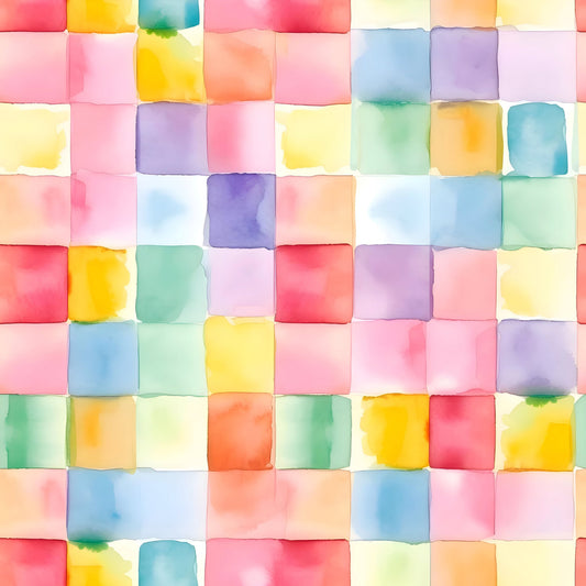 Watercolor Checkered Gingham Pattern 11 Quilting Cotton Fabric