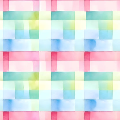 Watercolor Checkered Gingham Pattern 3 Quilting Cotton Fabric
