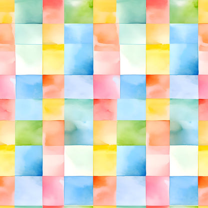 Watercolor Checkered Gingham Pattern 4 Quilting Cotton Fabric