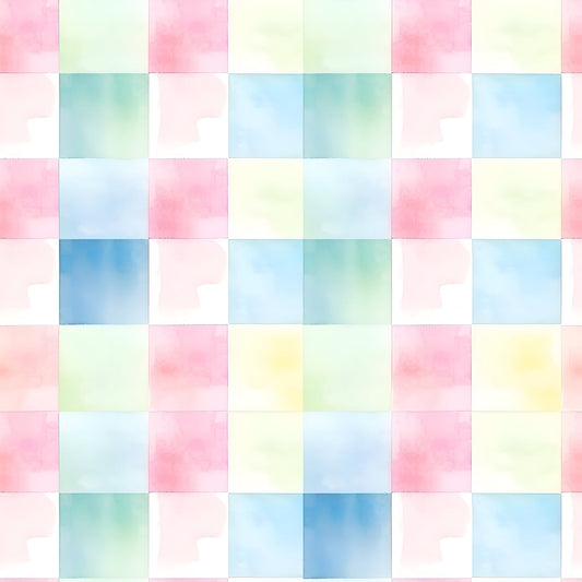 Watercolor Checkered Gingham Pattern 5 Quilting Cotton Fabric