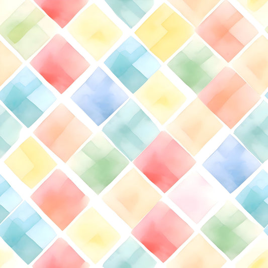 Watercolor Checkered Gingham Pattern 6 Quilting Cotton Fabric