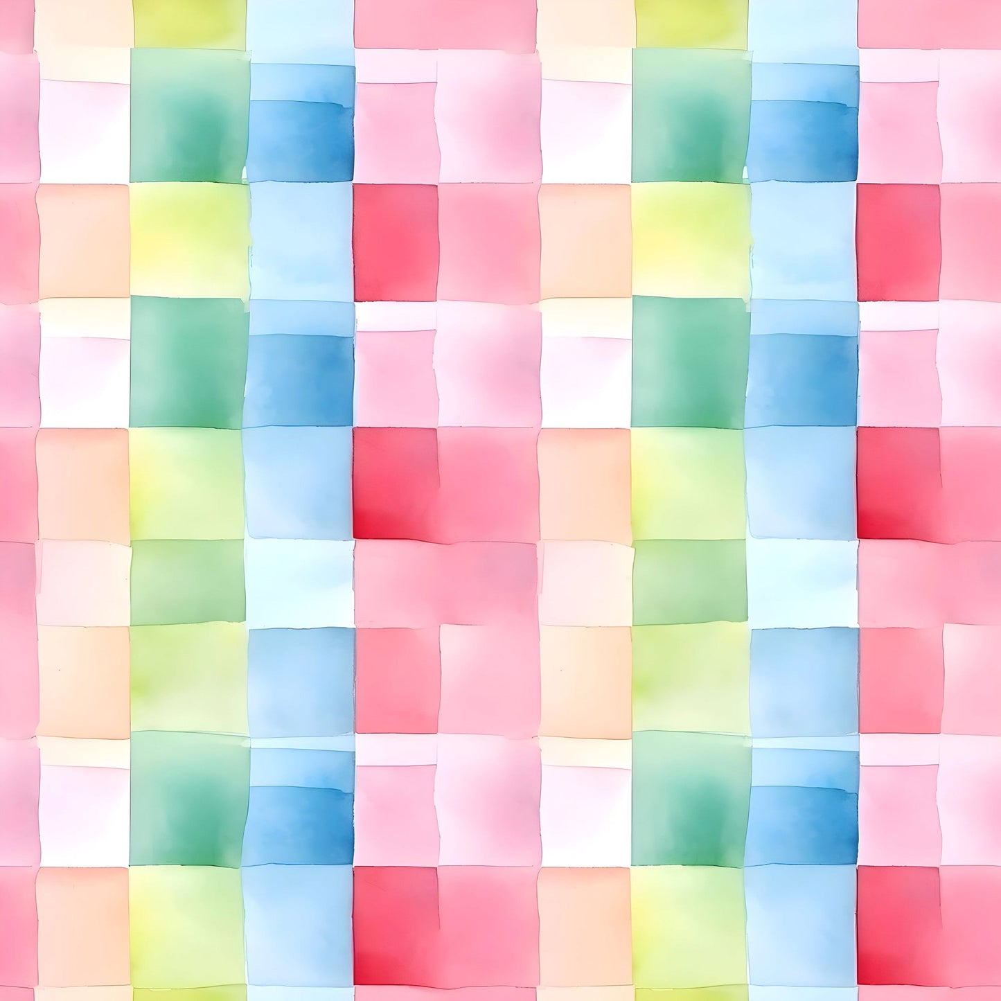 Watercolor Checkered Gingham Pattern 8 Quilting Cotton Fabric