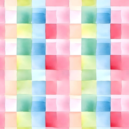 Watercolor Checkered Gingham Pattern 8 Quilting Cotton Fabric