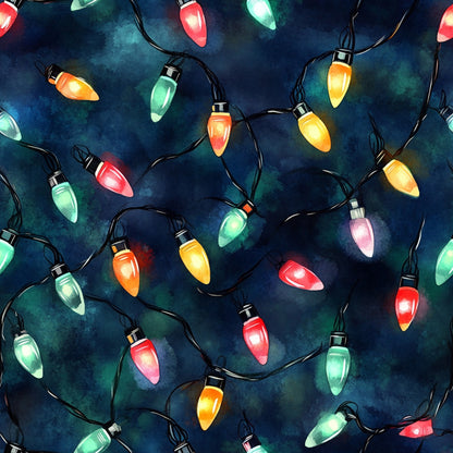 Watercolor Christmas Lights Pattern 1 Quilting Cotton Fabric