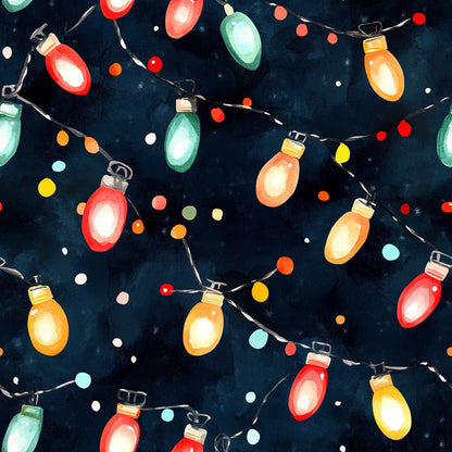 Watercolor Christmas Lights Pattern 11 Quilting Cotton Fabric