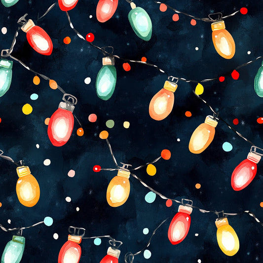 Watercolor Christmas Lights Pattern 11 Quilting Cotton Fabric