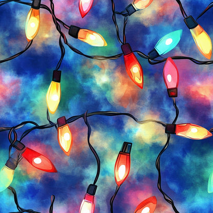 Watercolor Christmas Lights Pattern 2 Quilting Cotton Fabric