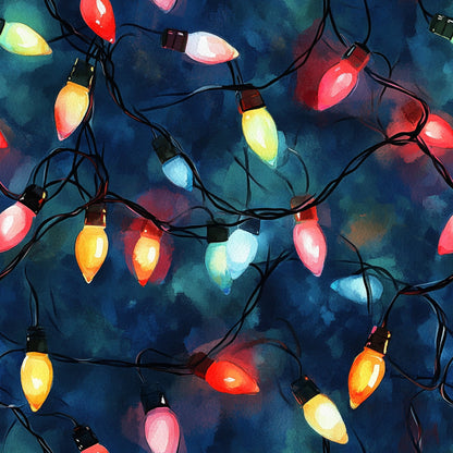 Watercolor Christmas Lights Pattern 7 Quilting Cotton Fabric