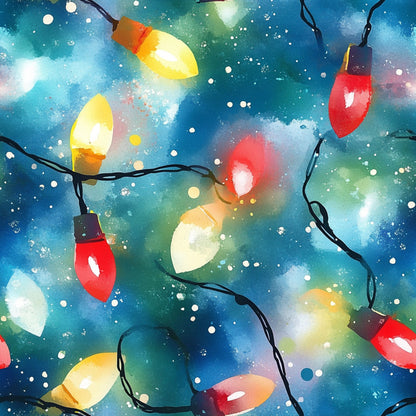 Watercolor Christmas Lights Pattern 9 Quilting Cotton Fabric