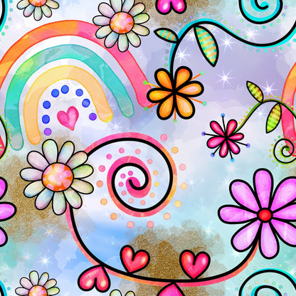 Doodle Blooms Pattern 12 Minky Fabric
