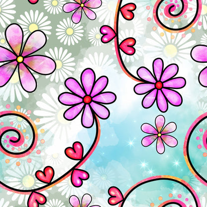Watercolor Floral Collage Pattern 2 Quilting Cotton Fabric