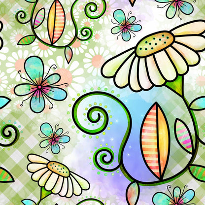 Watercolor Floral Collage Pattern 7 Quilting Cotton Fabric