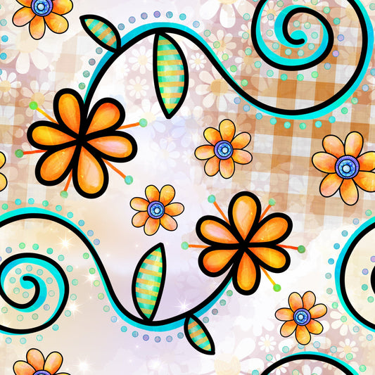 Watercolor Floral Collage Pattern 8 Quilting Cotton Fabric