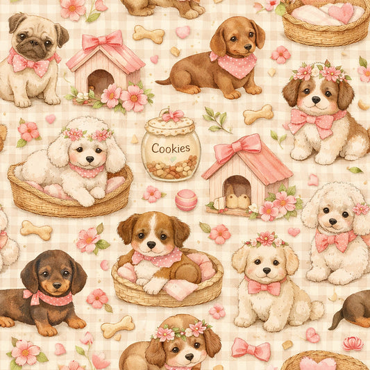 Watercolor Pet Dog Pattern 1 Quilting Cotton Fabric