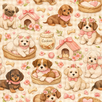 Watercolor Pet Dog Pattern 1 Quilting Cotton Fabric