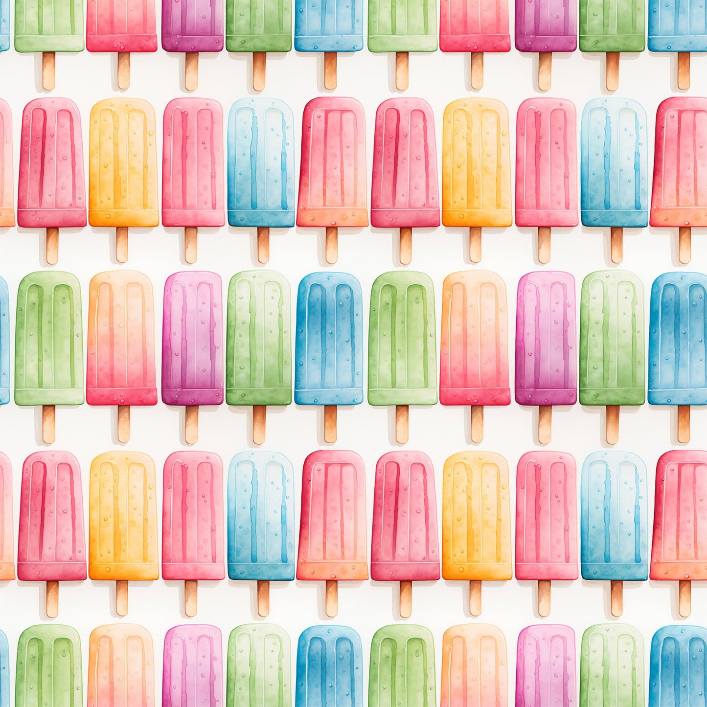 Watercolor Summer Popsicle Pattern 10 Quilting Cotton Fabric