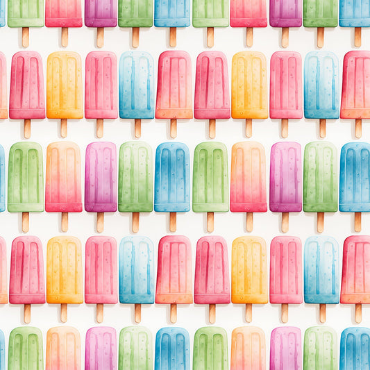 Watercolor Summer Popsicle Pattern 10 Quilting Cotton Fabric