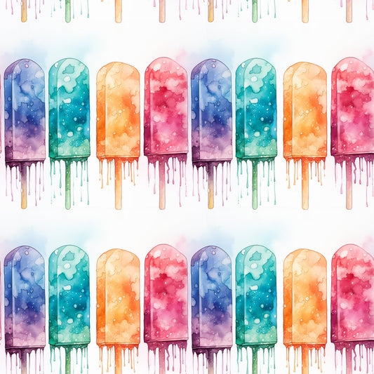 Watercolor Summer Popsicle Pattern 11 Quilting Cotton Fabric