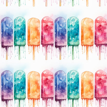Watercolor Summer Popsicle Pattern 11 Quilting Cotton Fabric