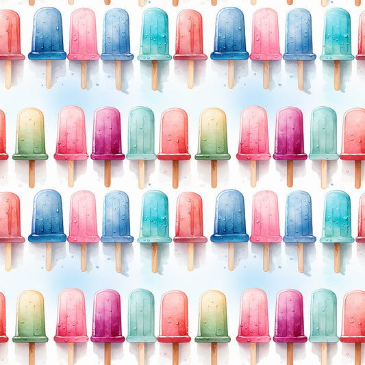 Watercolor Summer Popsicle Pattern 12 Quilting Cotton Fabric